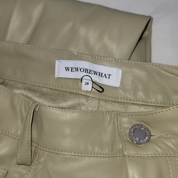 WeWoreWhat Vegan Leather Kick Flare Pants Oat 28 MSRP $128 Street Style Chic - Picture 5 of 12